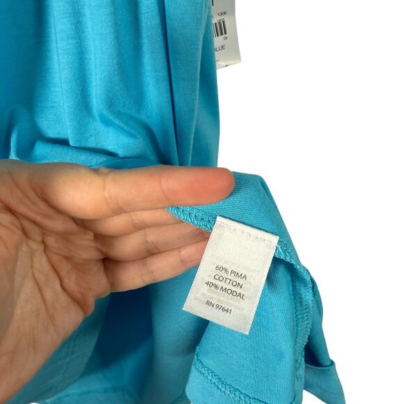 J Jill Easy A-Line Tank Top Aqua Blue Pima Cotton Modal Capsole NEW Womens XL - Picture 4 of 6